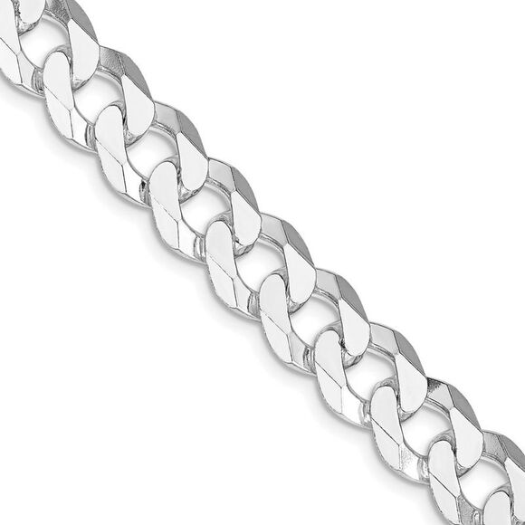 Kazi Luxury Sterling Silver Rhodium-plated 10.6mm Beveled Curb Chain